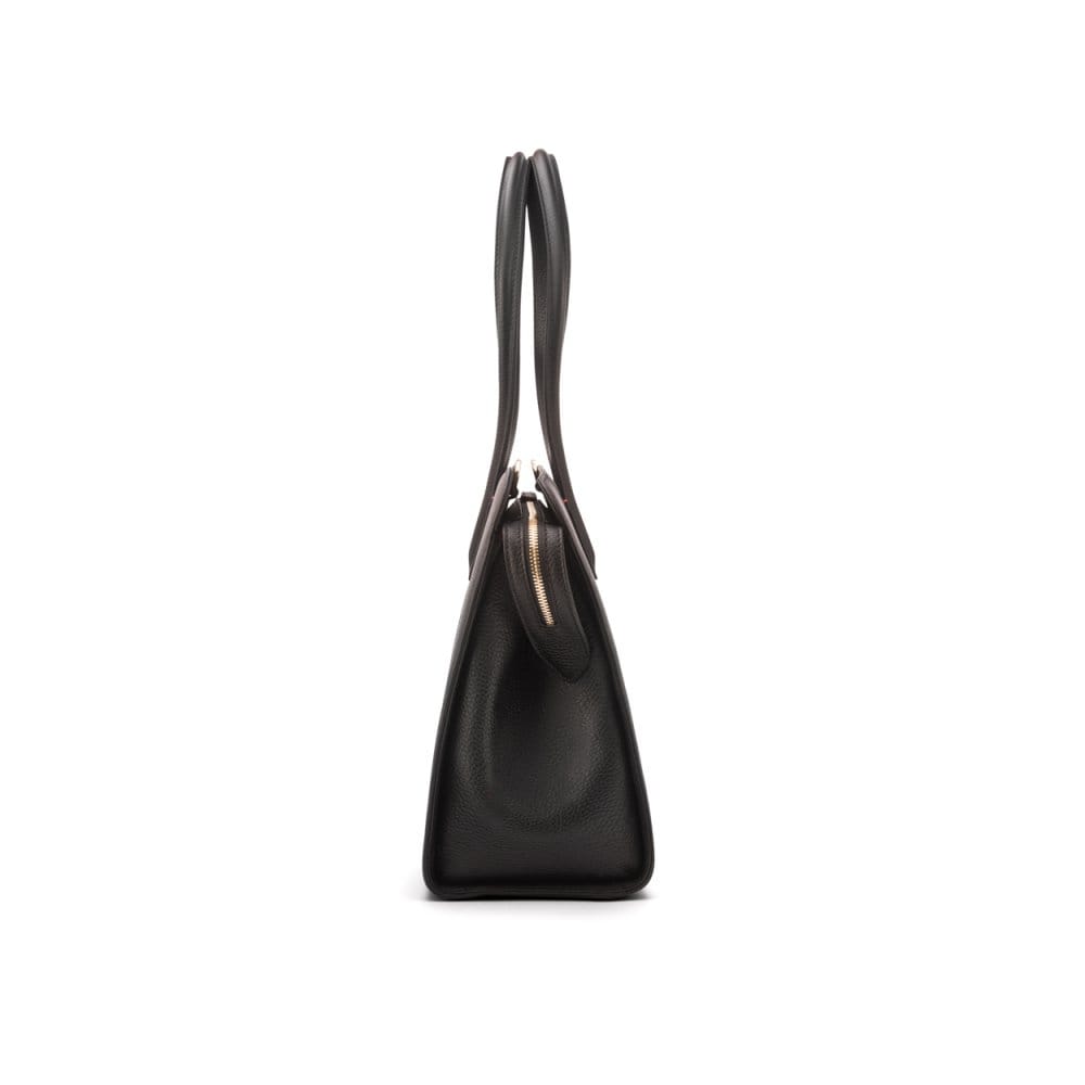 Ladies' leather 15" laptop handbag, black, side view