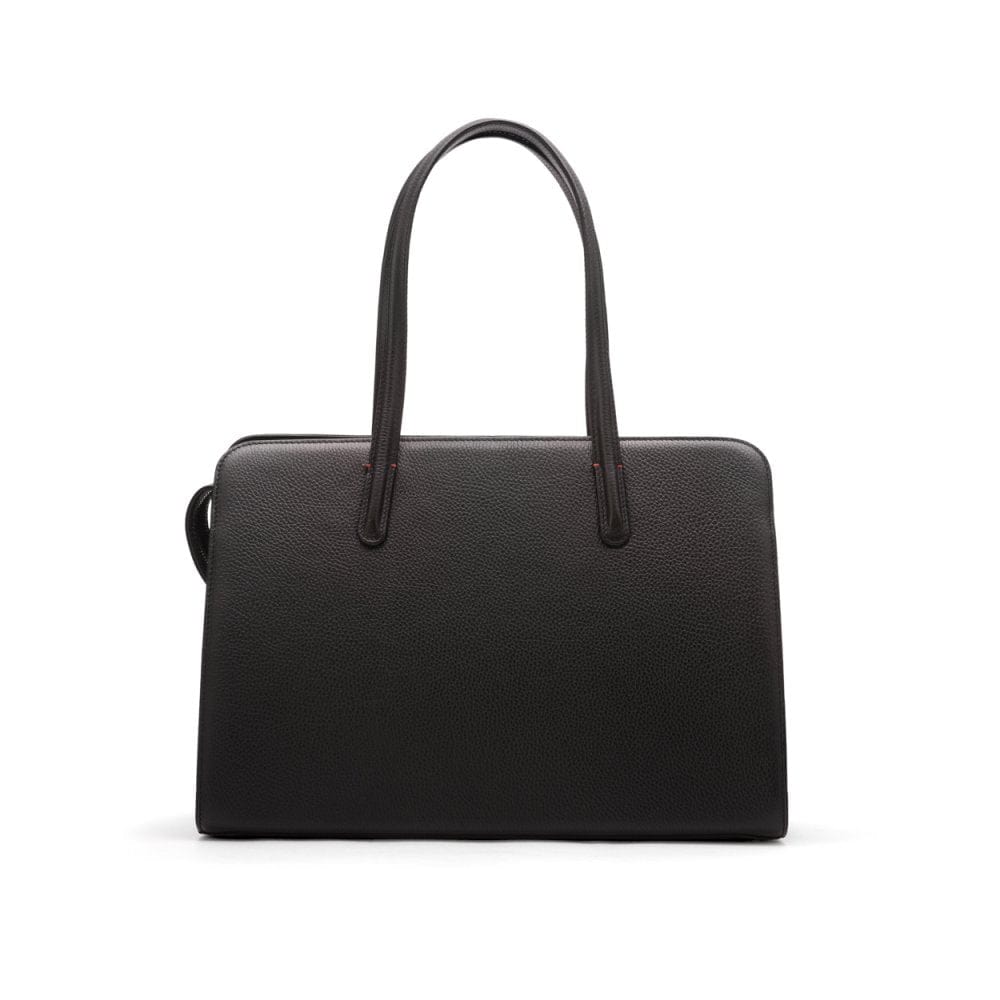 Ladies' leather 15" laptop handbag, black, front