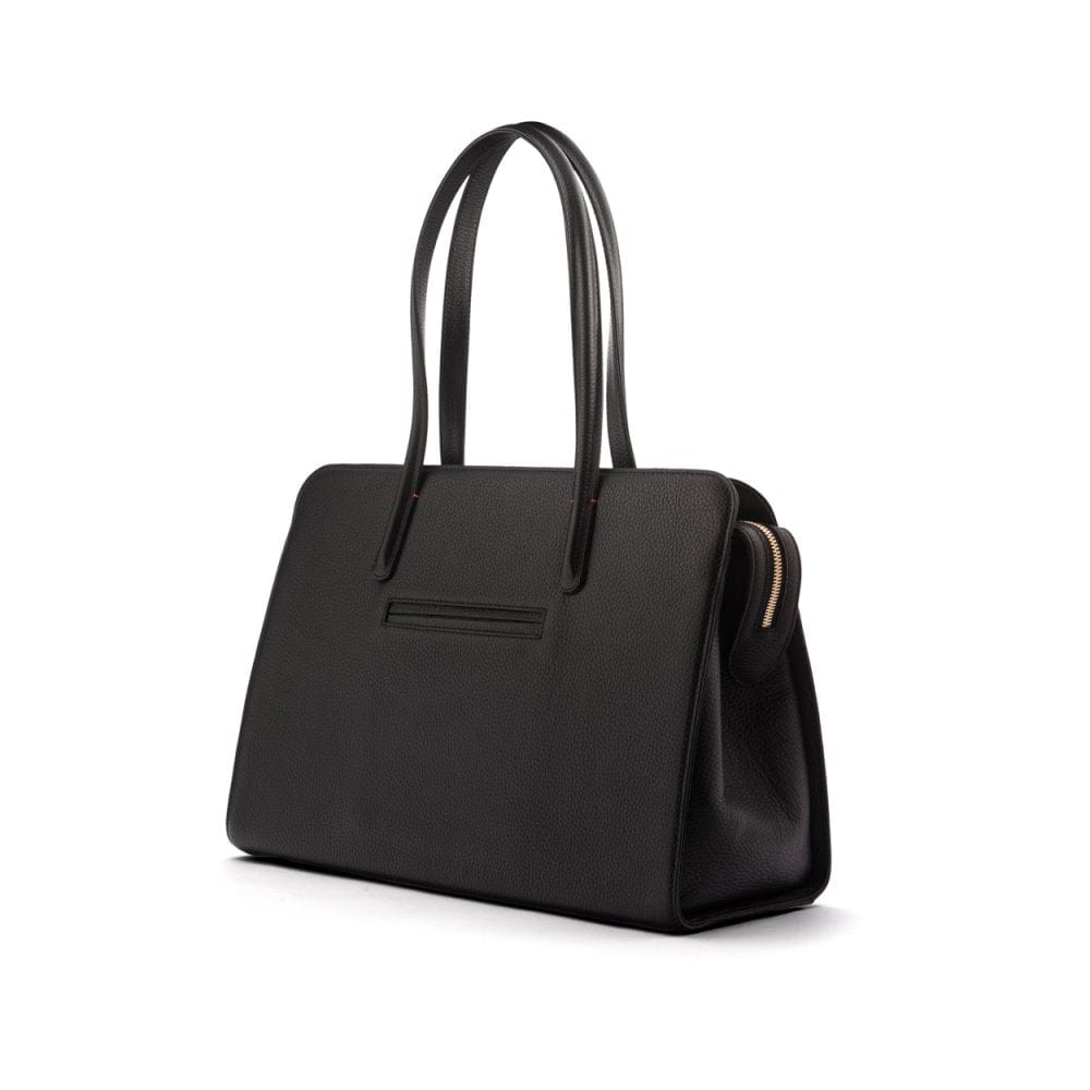Ladies' leather 15" laptop handbag, black, back 