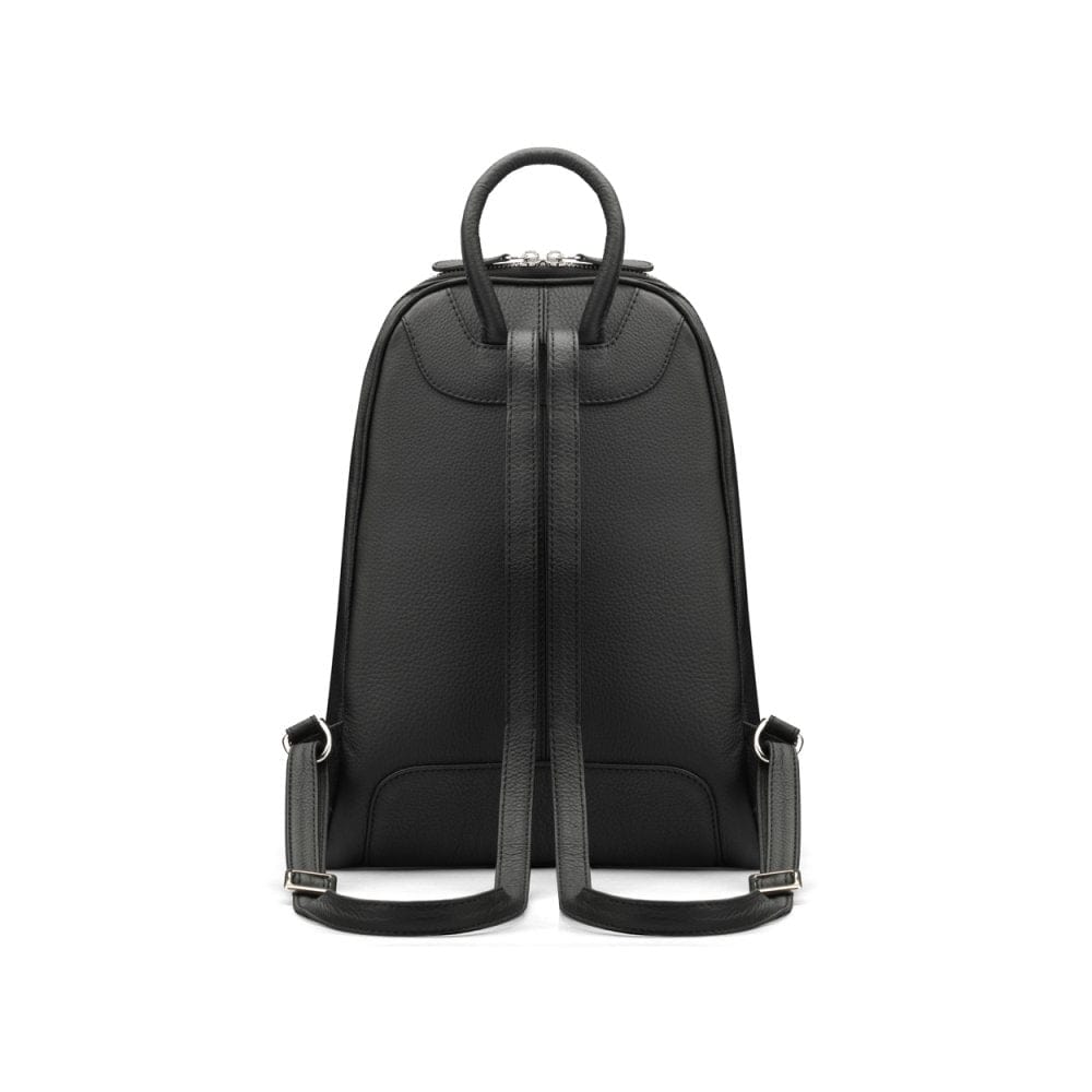 Ladies leather backpack, black, back