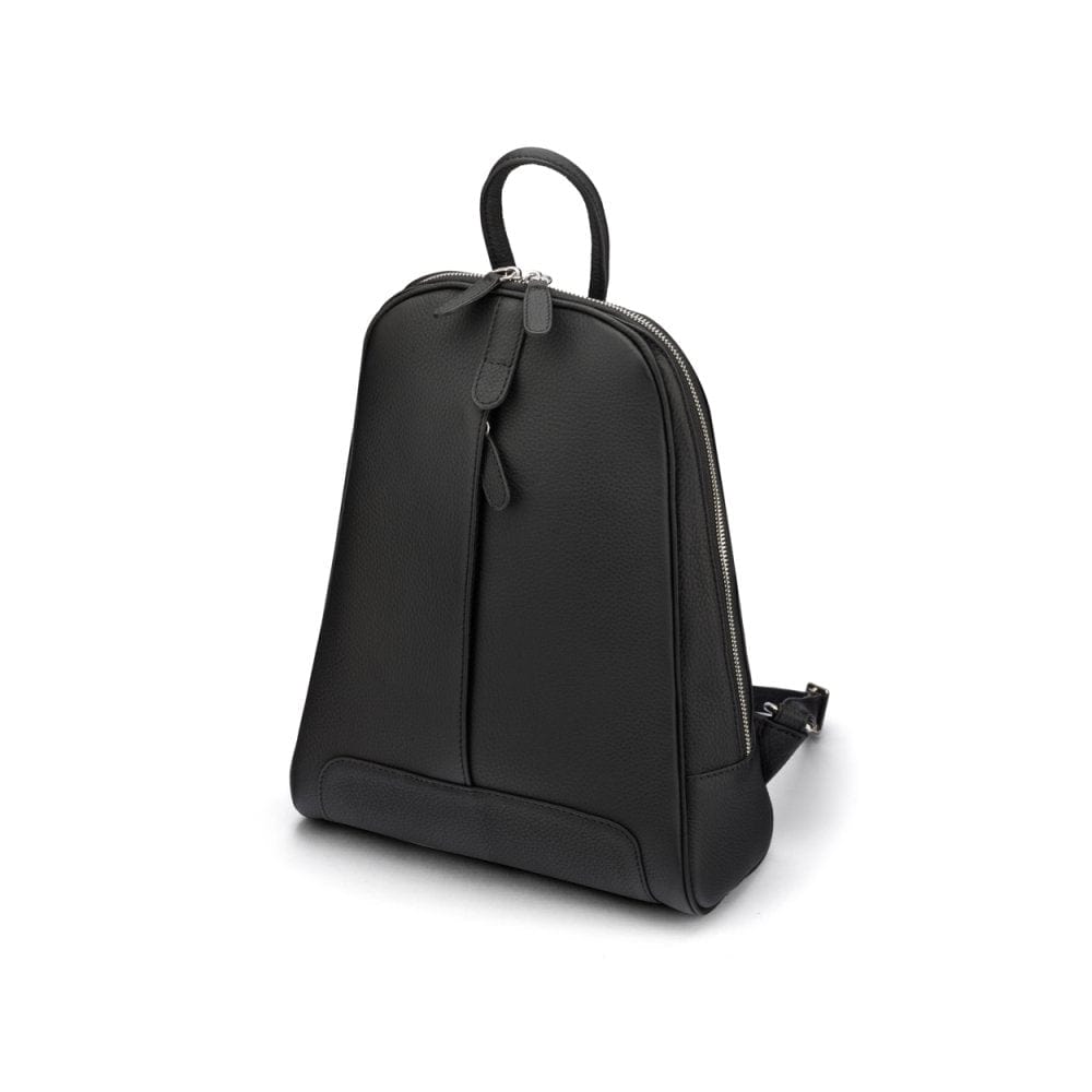 Ladies leather backpack, black, side