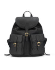 Large leather backpack, black, front view