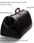 Large leather Gladstone holdall, black, features