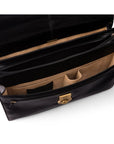 Black Leather Hatton Briefcase With Solid Brass Lock