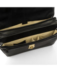 Black Leather Hatton Briefcase With Solid Brass Lock