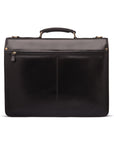 Black Leather Hatton Briefcase With Solid Brass Lock