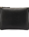 Large leather makeup bag, black, front