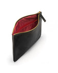 Large leather makeup bag, black, inside