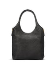 Large Woven Leather Bag - Black