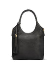 Large Woven Leather Bag - Black