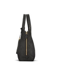 Large Woven Leather Bag - Black