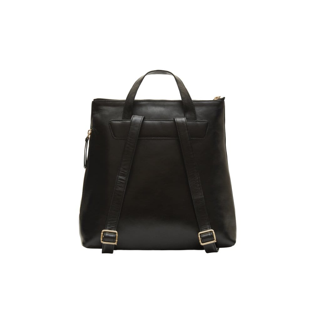 Leather 13" laptop backpack, black, back