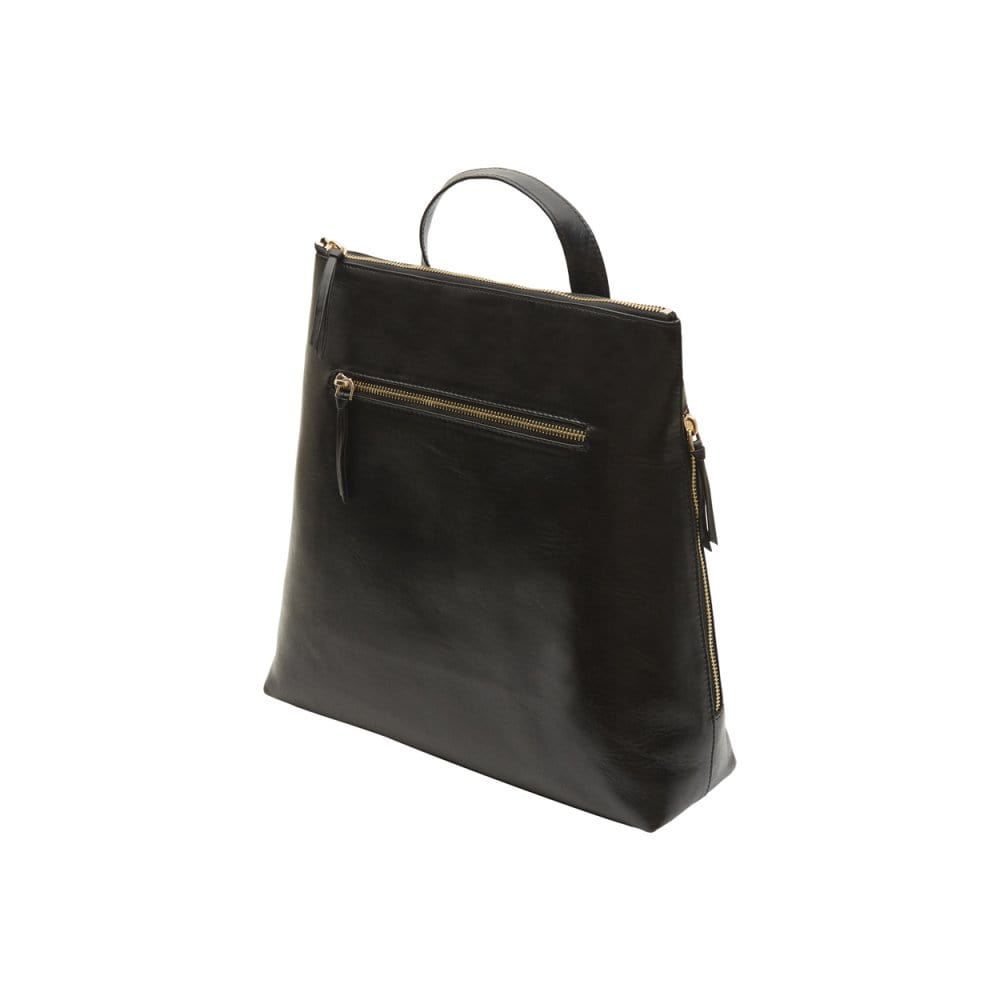 Leather 13" laptop backpack, black, side