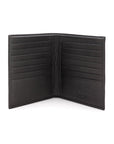 3/4 height leather wallet 14 CC, black, open