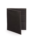 3/4 height leather wallet 14 CC, black, front