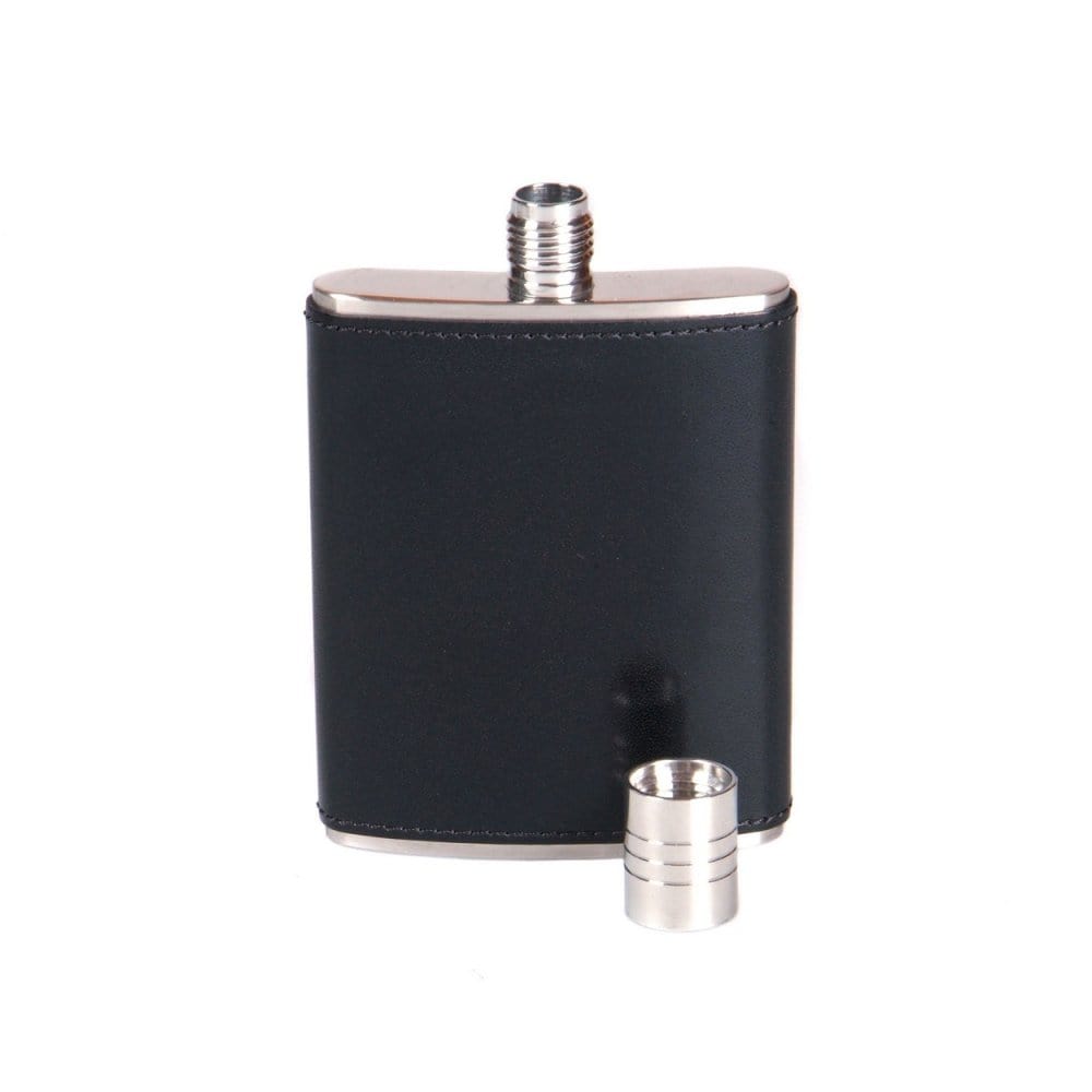 Black Leather 3oz Hip Flask