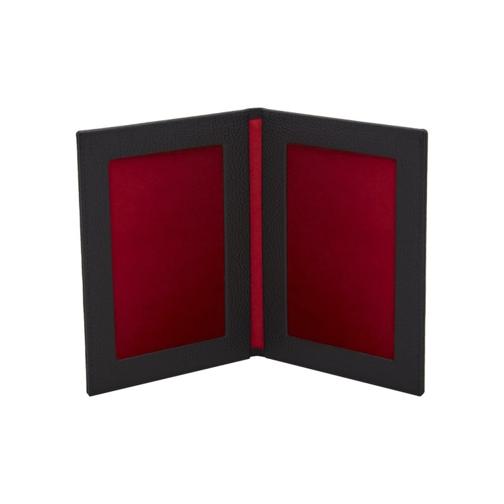 Double leather photo frame, black, 6 x 4", inside