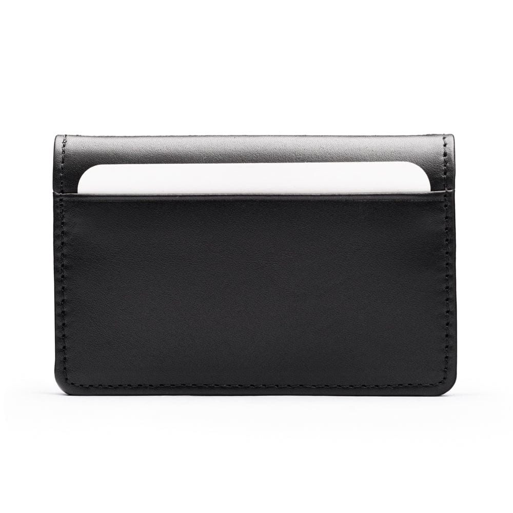Leather bifold card wallet, black, front view