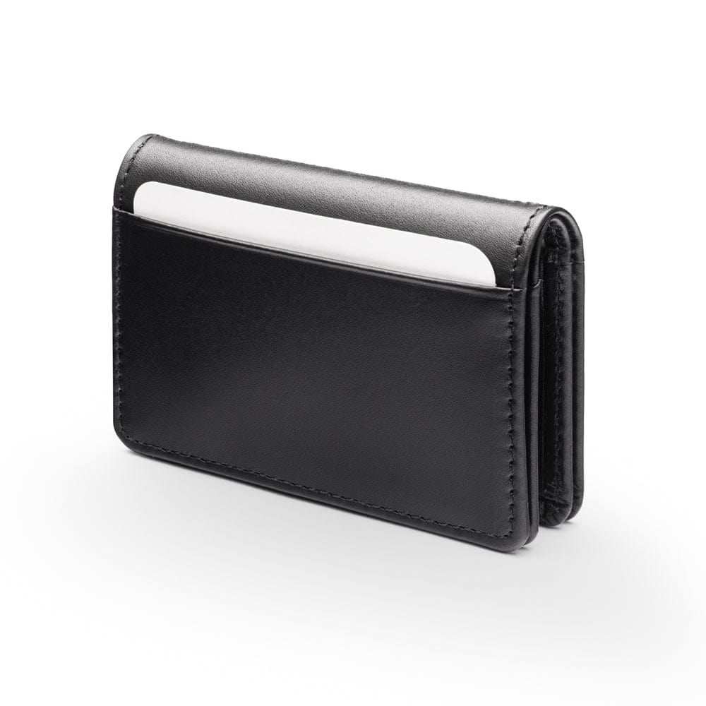 Leather bifold card wallet, black, back