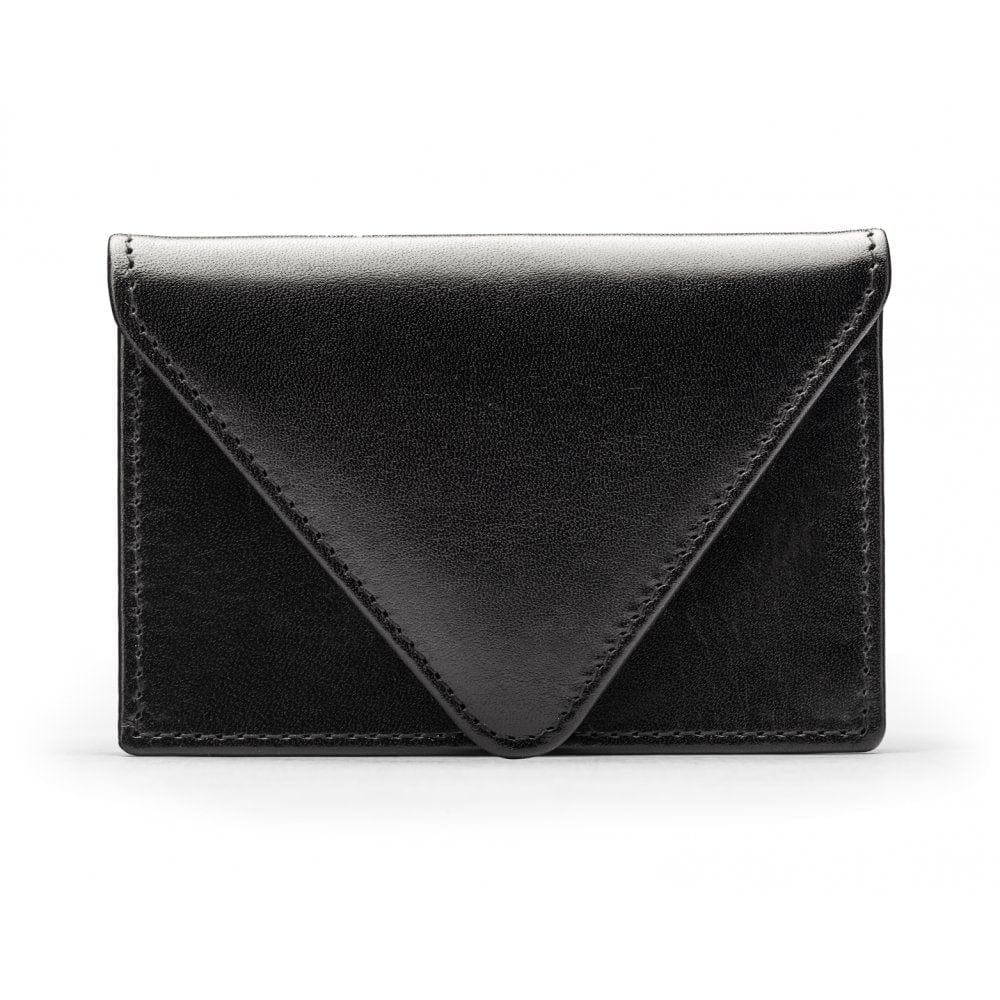 Leather business card envelope, black, front