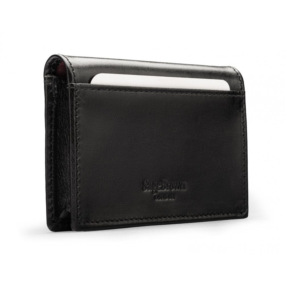 Leather business card envelope, black, back