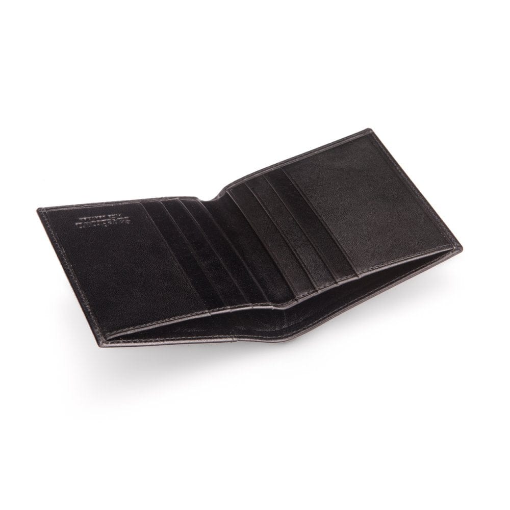 Leather compact billfold wallet 6CC, black, inside