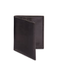 Leather compact billfold wallet 6CC, black, front