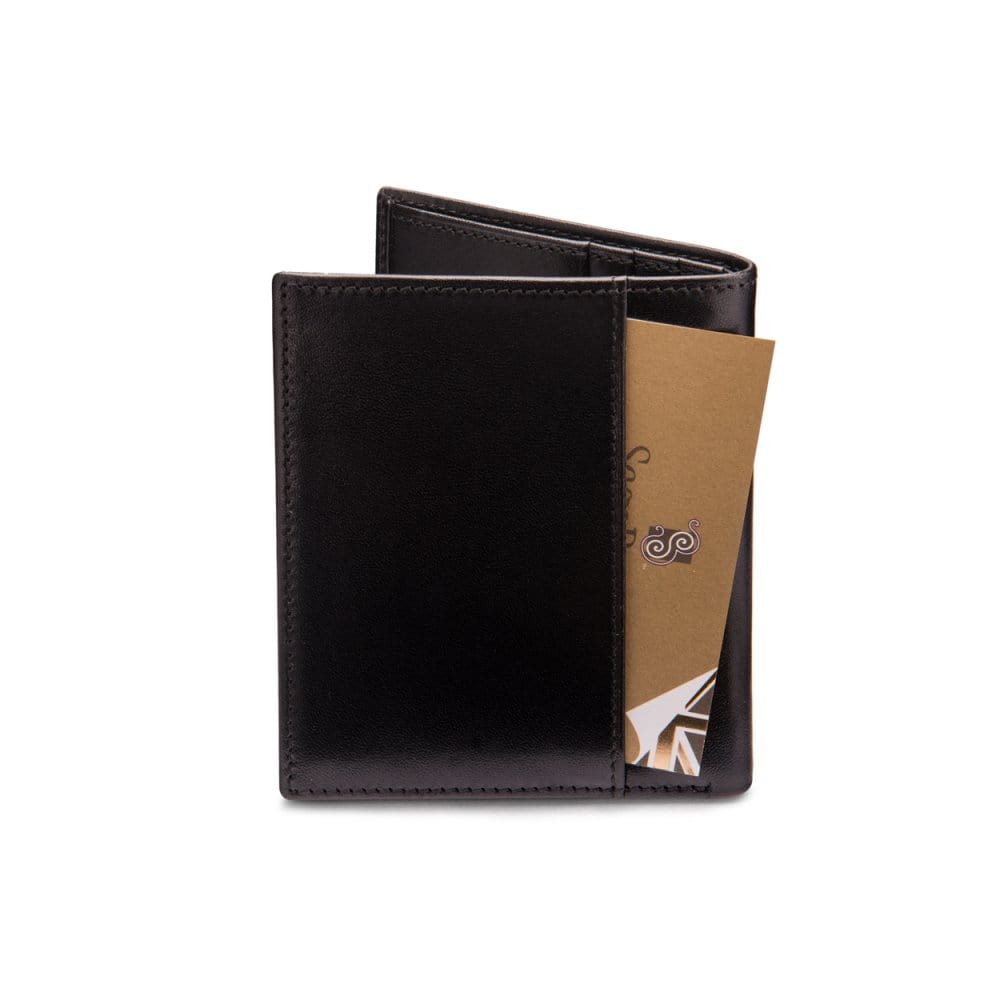 Leather compact billfold wallet 6CC, black, back
