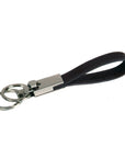 Leather detachable key ring, black, front