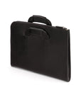 Leather document case with retractable handles, black, back