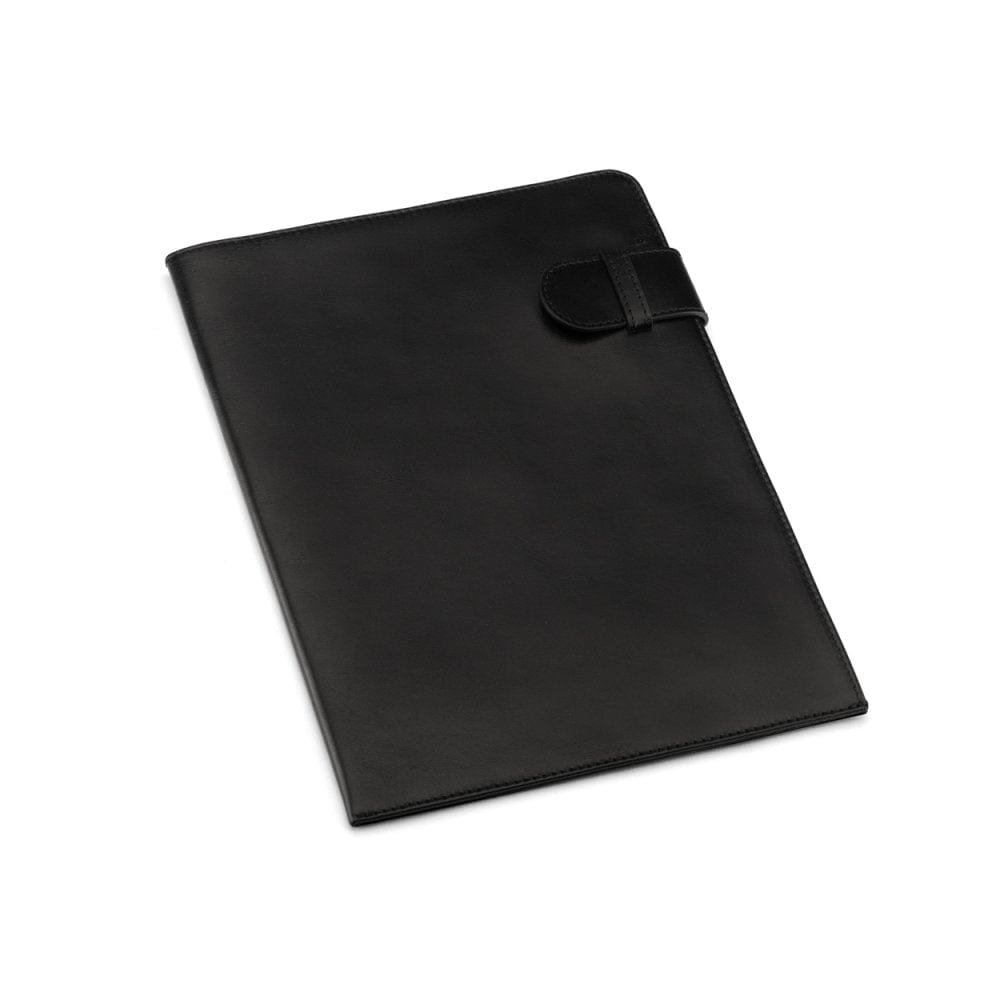 Leather document folder, black, front