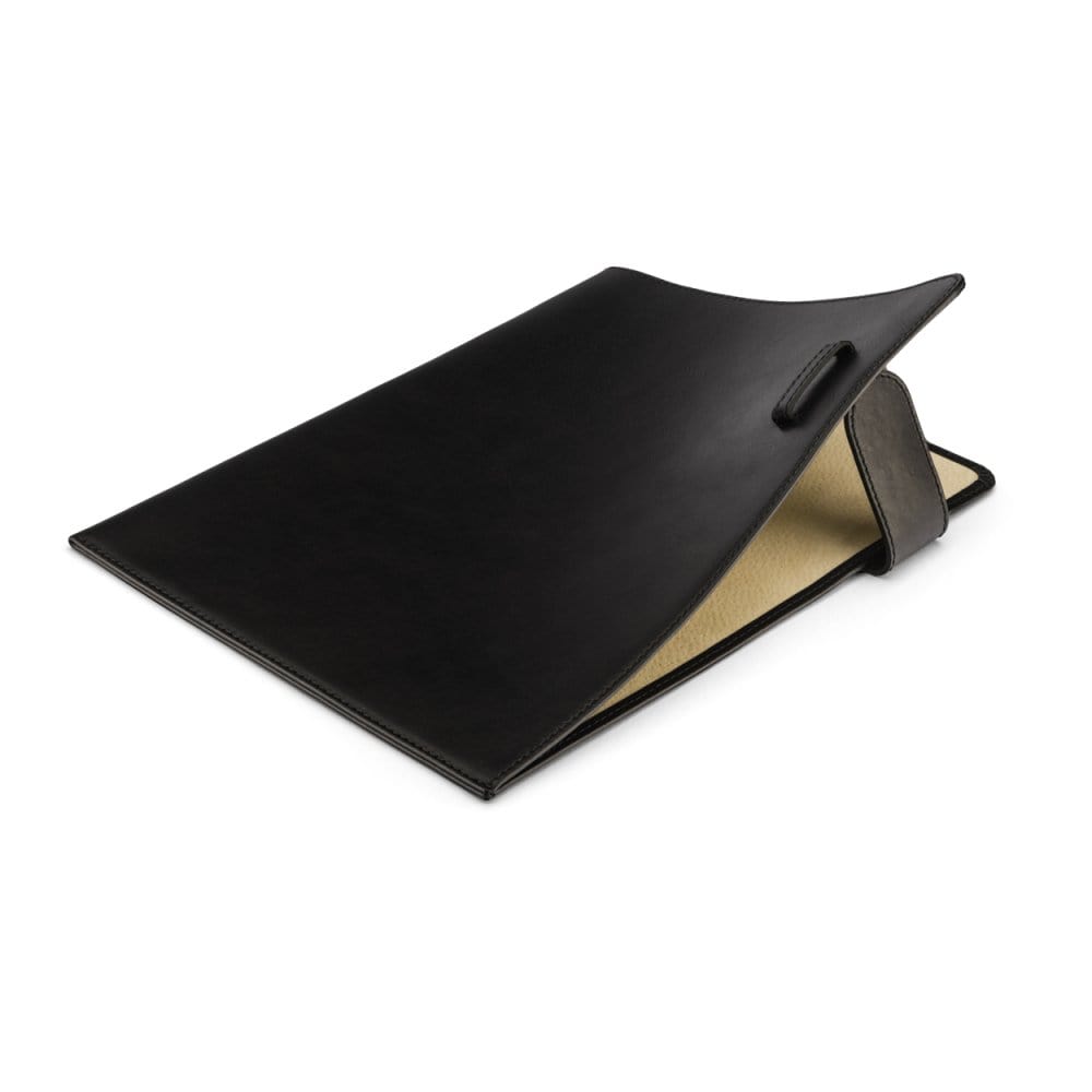 Leather document folder, black, inside