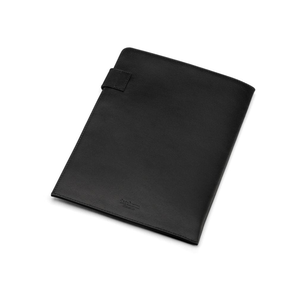Leather document folder, black, back