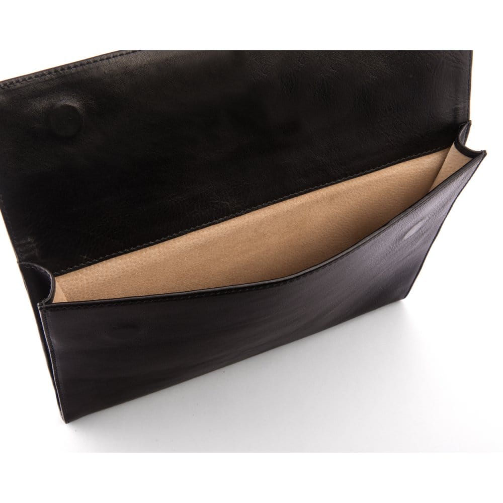 Leather envelope folder, black, inside