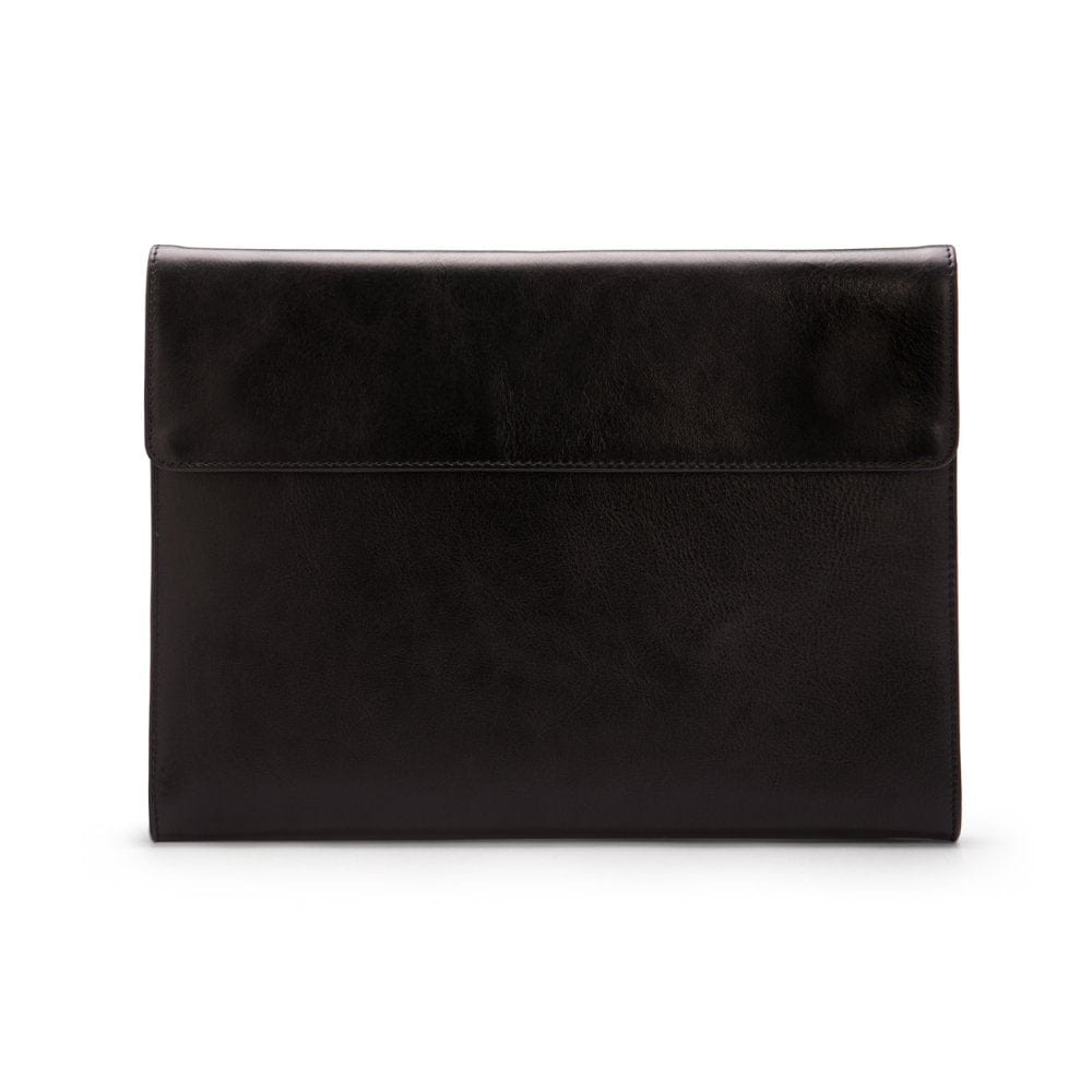 Leather envelope folder, black, front view