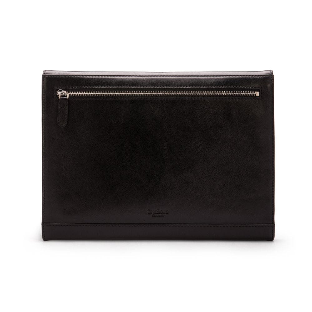 Leather envelope folder, black, back