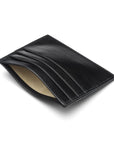 Leather flat credit card wallet 6 CC, black, inside