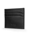 Leather flat credit card wallet 6 CC, black, back