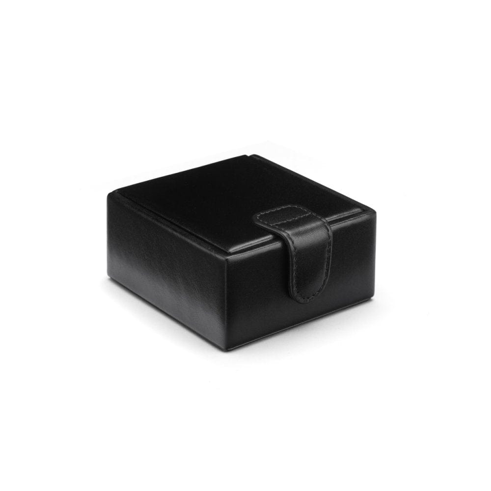 Leather jewellery box, black, front