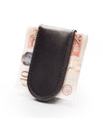 Leather Magnetic Money Clip, black, back