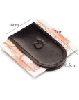 Leather Magnetic Money Clip, black,, dimensions