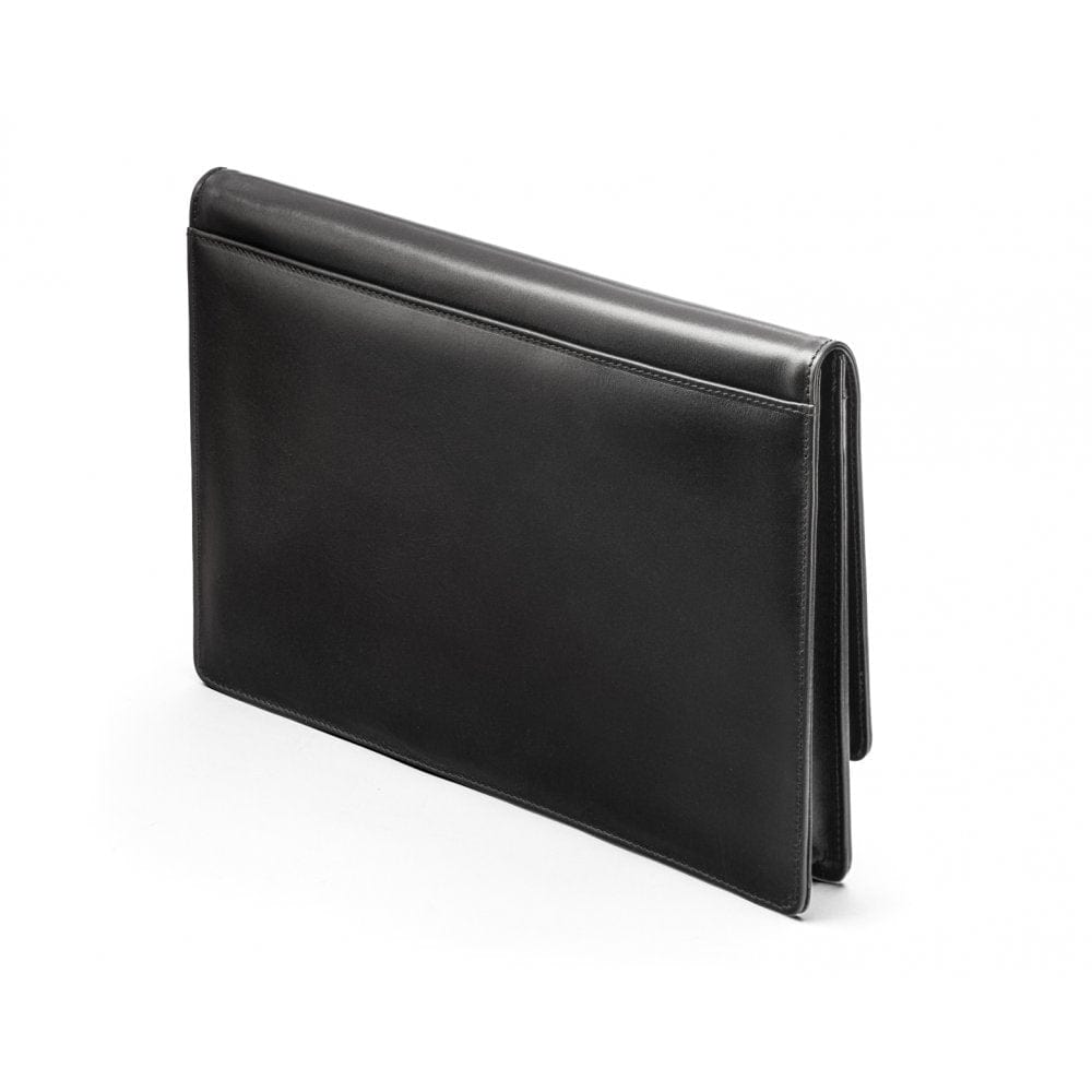 Small leather A4 portfolio case, black, back