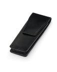 Leather pen case, black, side