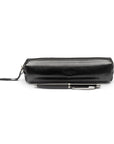 Leather pencil case, black, front