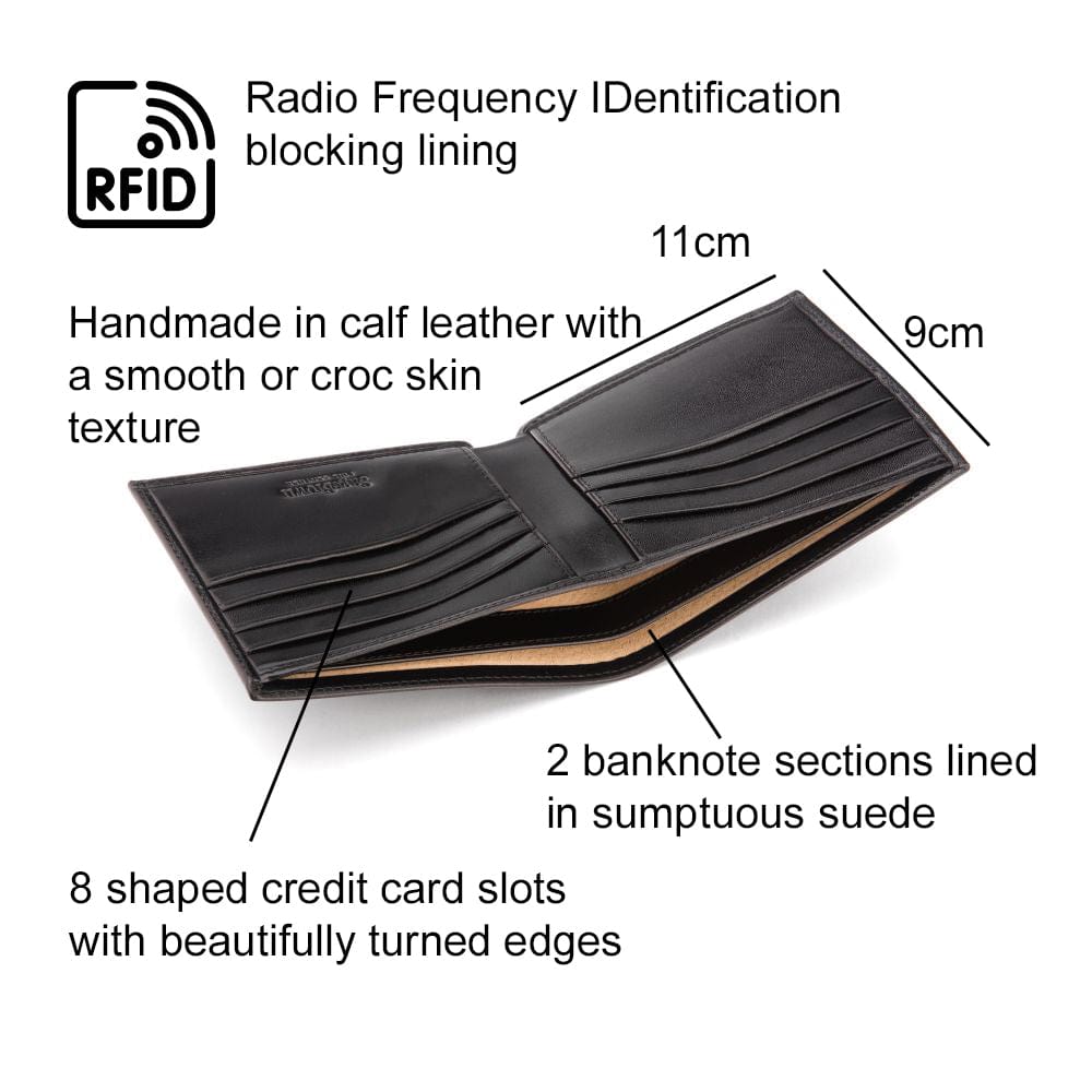 RFID leather wallet for men, black, features
