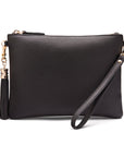 Leather cross body bag with chain strap, black, without shoulder strap