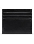 Leather side opening flat card holder, black, front