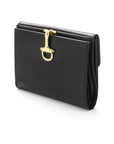 Leather purse with brass clasp, black, front view