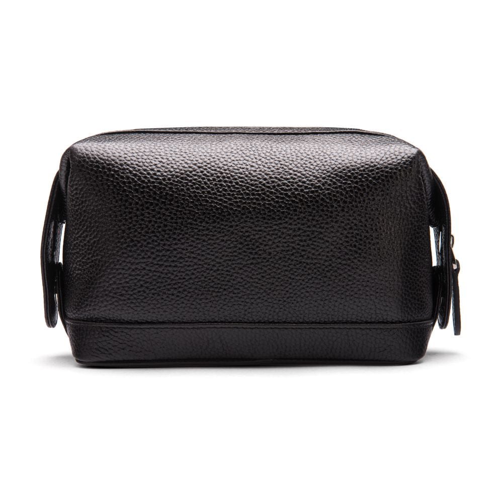 Leather wash bag, black, front view
