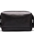 Leather wash bag, black, front view